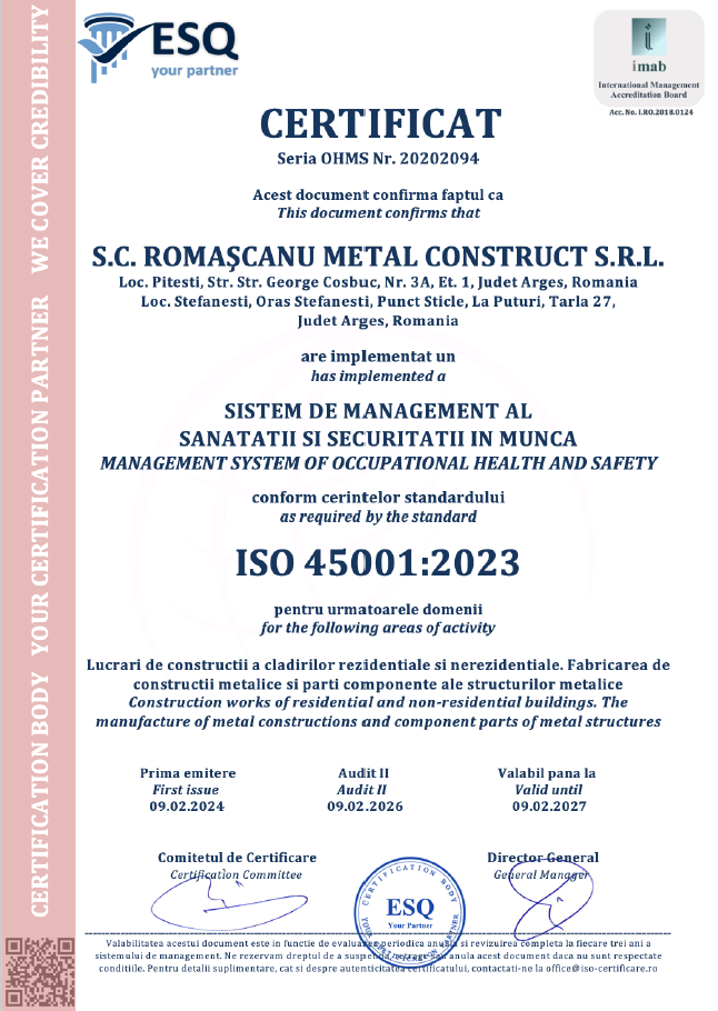 Certificat ISO 45001:2018