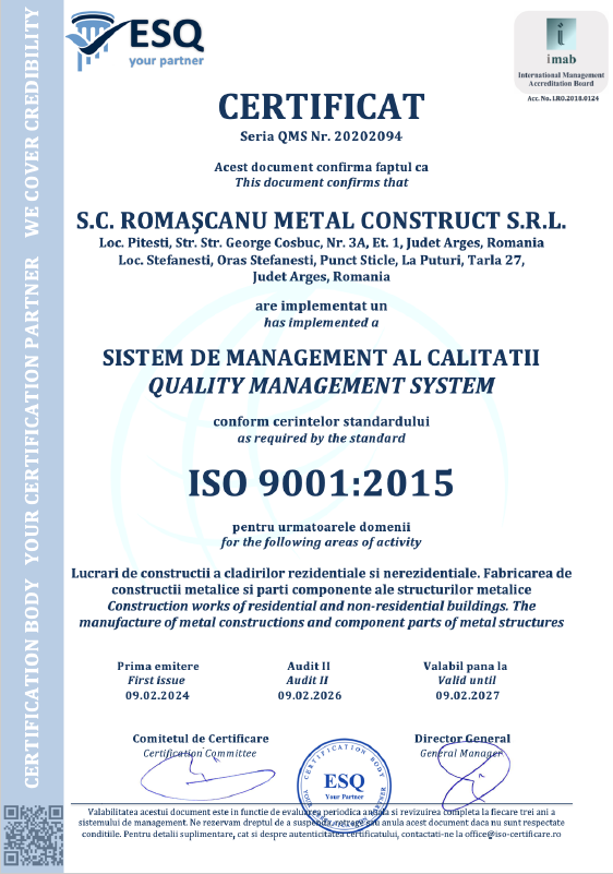 Certificat ISO 9001:2015